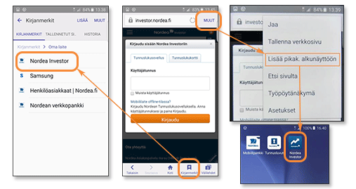 Nordea Investor login with Android